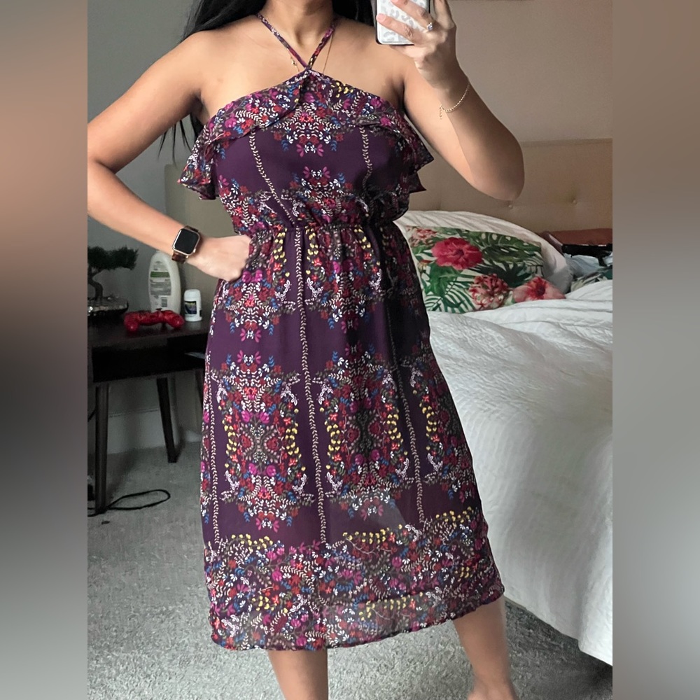 Midi summer burgundy dress